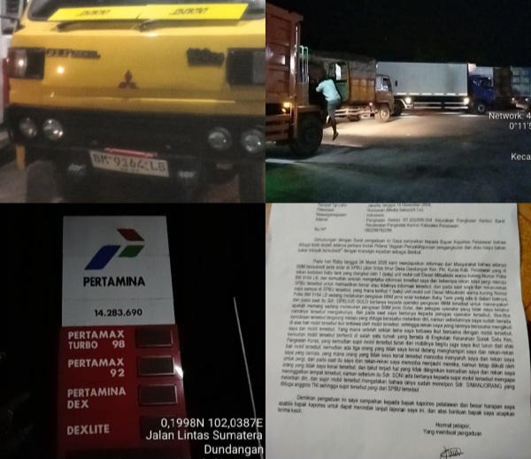 Dugaan Permainan BBM Subsidi, SPBU Ini Dilaporkan ke Polres Pelalawan