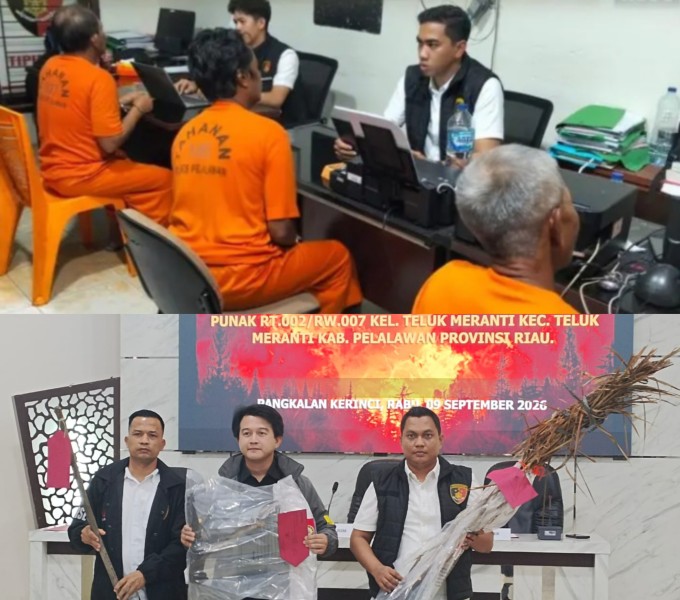 Polres Pelalawan Tangkap 3 Paruh Baya Kasus Karhutla SM Kerumutan