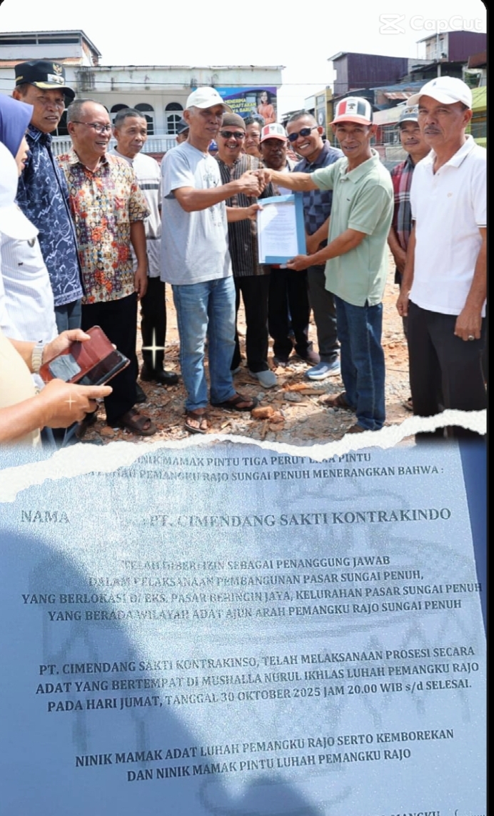 Tuntas...! Kaum Adat Enam Luhah Dukung Penuh Pembangunan Pasar Sungai Penuh