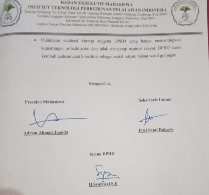 BEM ITP2I : Kami Datang Dengan Sikap Tegas