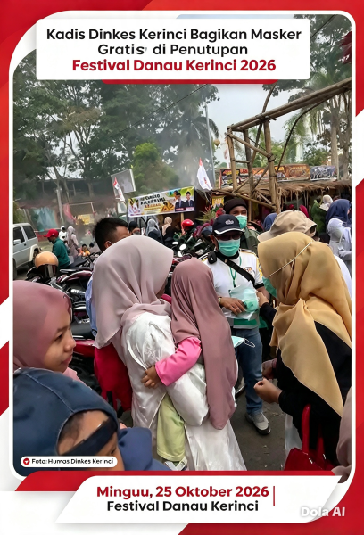 Kepala Dinas Kesehatan Kerinci Bagikan Ribuan Masker di Penutupan Festival Budaya Kerinci 2026