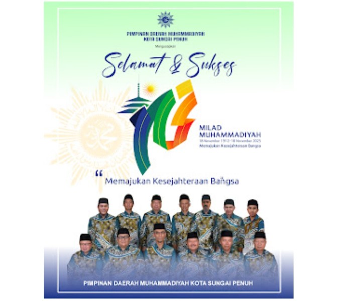 Milad ke-113 Muhammadiyah: Pimpinan Kota Sungaipenuh Tekankan Penguatan Pendidikan dan Ekonomi Umat