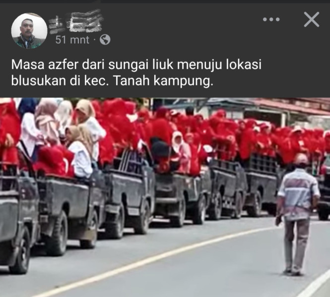 Biar Tampak Ramai Kampanye di Tanah Kampung, Belasan Pick Up Angkut Masa AZFER dari Sungai Liuk