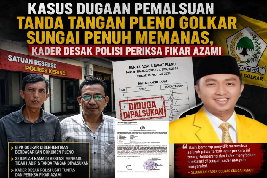 Dugaan Pemalsuan Tanda Tangan Guncang Golkar Sungai Penuh, Polisi Mulai Periksa Saksi